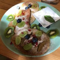 pancakes with coconut whipped cream  at Geranium Caffe in Poznan