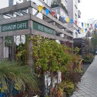 The café from the outside at Geranium Caffe in Poznan