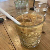 Iced coffee with cashew almond blend milk at Vanilla Food in Noosaville