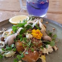 Pumpkin gnocchi with mushrooms and coconut feta at Vanilla Food in Noosaville