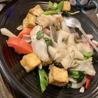 Gluten free Drunken noodles (super spicy! Even though they look tame)   at Samata Vegan House in Hollywood