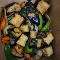 Spicy eggplant at Samata Vegan House in Hollywood