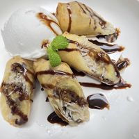 Coconut ice cream with banana loafs  at Samata Vegan House in Hollywood