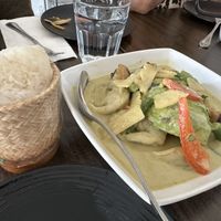 Avocado green curry and sticky rice   at Samata Vegan House in Hollywood