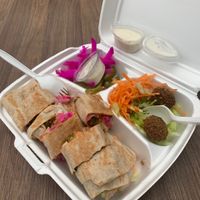 Double falafel. Tasty. Cheap. Fast. Kitchen looks OK at Sandwich Falafel W Bas in Aqaba
