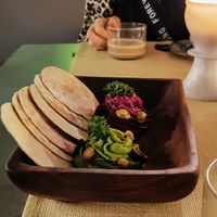 Hummus and khakra chips at Sante in Pune