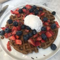 Berry lavender waffle with coconut whipped cream  at Fruitive - Colley Ave in Norfolk
