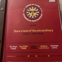 Menu cover   at Addis in Cape in Cape Town