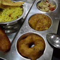 Indian Thali; amazing tastes and flavours and plenty to eat! We hat it with lemon rice, instead of the regular plain white rice. at Nagalingam's Bhavan in Kandy