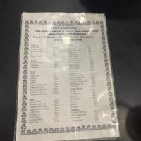 The menu at Nagalingam's Bhavan in Kandy