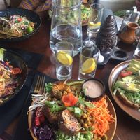 vegan bowl, raw pad thai and avo toast at Buddha Bowl in The Hague
