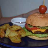 Burger and Potatoes at Cali Cafe in Cozumel