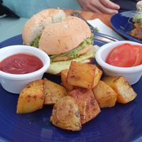 Unchicken burger at Cali Cafe in Cozumel