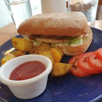 Chicken sandwich at Cali Cafe in Cozumel