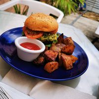 Chipotle burger at Cali Cafe in Cozumel