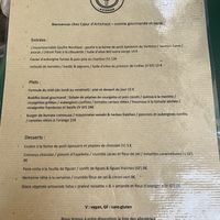 The menu (available only in French)  at Coeur d' Artichaut in Avignon
