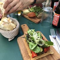 Vegetable purée option and vegan waffle at Coeur d' Artichaut in Avignon