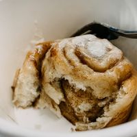 Vegan cinnamon bun at Wild Trails Coffee in North Vancouver