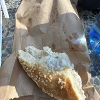 Bagel with seasoned cream cheese  at Wild Trails Coffee in North Vancouver