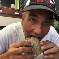 Hubby lovin his 2nd wrap  at Wild Trails Coffee in North Vancouver