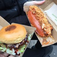 the kimchi doog and green burger at The Green Grill - Walthamstow in East London