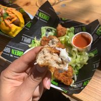 Best vegan chicken i've ever had hands down. Deep fried and crispy, amazing texture. Buffalo sauce and garlic mayo! So good at The Green Grill - Walthamstow in East London