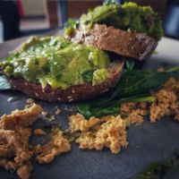 Avo toast with hummus at LuvCoffee in Whangamata