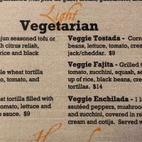 Valentina’s vegetarian menu (can be vegnaized) at El Capitan in Bakersfield