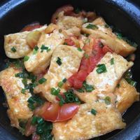 Fried tofu in tomato sauce at Hao Tea House in Ha Giang