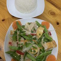 Tofu veggies and rice at Hao Tea House in Ha Giang