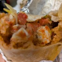 Shrimp burrito interior shot at Doomie's NextMex - Vine in Hollywood