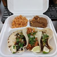 Tacos with rice and beans at Doomie's NextMex - Vine in Hollywood
