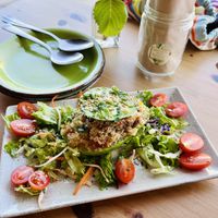 Aguacate relleno con tabule de quinoa. Buenísimo! 🤩  at Happy Cactus in Fuerteventura