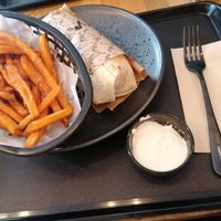 Shawarma wrap and sweet potato fries at Forky's - Veleslavinova in Prague
