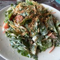 Vegan mix salad. Dressing from coconut milk.  at Organic Vegetarian Food by Mrs. Pong in Koh Phangan