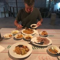 Selection of curries at Bookworm Library Restaurant in Hikkaduwa