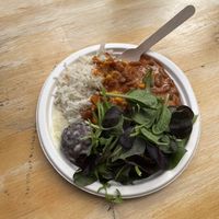 Krishna Plate (rice, curry, salad, dessert)  at Krishna Food - Kelburn Campus in Wellington