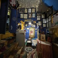 Interior of cafe   at The Laughing Buddha Cafe in Pushkar