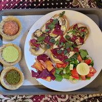 Roasted Eggplant + Beetroot Sandwich / vegan (210 INR) at The Laughing Buddha Cafe in Pushkar