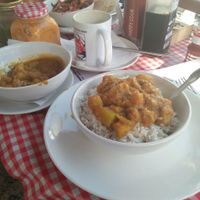 Pumpkin curry  at The Laughing Buddha Cafe in Pushkar