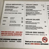 Vegan Menu at The Laughing Buddha Cafe in Pushkar