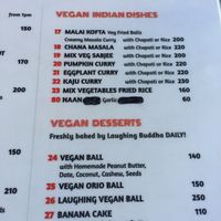 Menu fixed to remove butter and cheese from naan at The Laughing Buddha Cafe in Pushkar