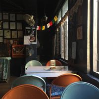 Inside of cafe at The Laughing Buddha Cafe in Pushkar