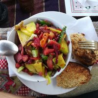 Warm Buddha salad at The Laughing Buddha Cafe in Pushkar