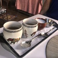 Coconut chai at The Laughing Buddha Cafe in Pushkar