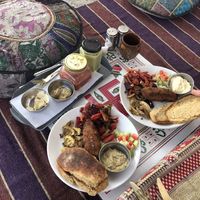Breakfast spread at The Laughing Buddha Cafe in Pushkar