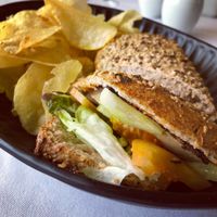 Vegan sandwich with marinated tofu and avocado at A Ver Tavira in Tavira