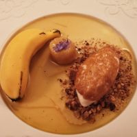 Textured banana dessert at A Ver Tavira in Tavira