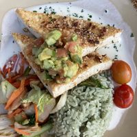 Macadamia nut crusted tofu   at Huggo's in Kailua Kona