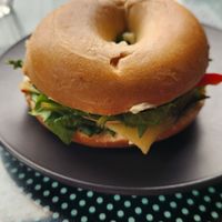 Toasted bagel vegetarian at Purple Possum Wholefoods & Cafe in Saint Marys